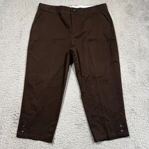 Croft & Barrow Effortless Stretch Capri‎ Chino Pants Brown Women's 12 34x20
